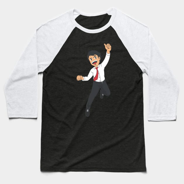 Businessman or Office Worker Jumping in Joy Baseball T-Shirt by Asykar